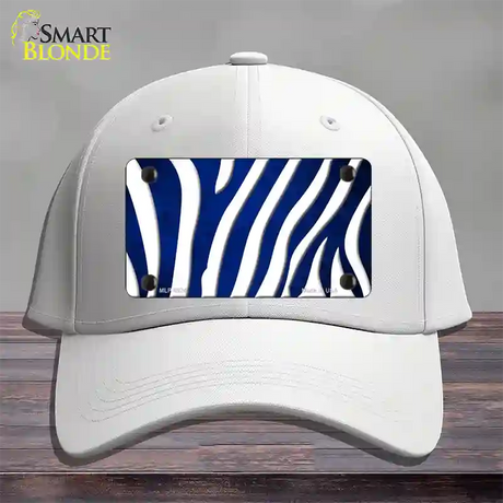 Blue White Zebra Oil Rubbed Novelty License Plate Hat Cotton / White