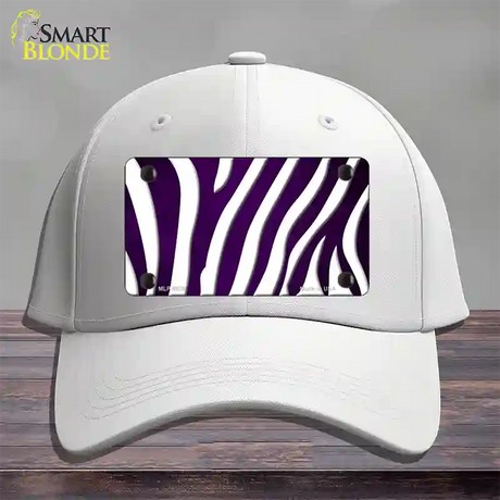 Purple White Zebra Oil Rubbed Novelty License Plate Hat Cotton / White