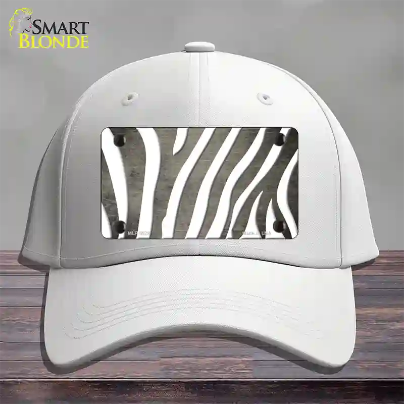 Tan White Zebra Oil Rubbed Novelty License Plate Hat Cotton / White