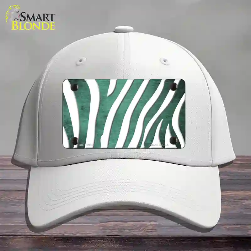 Mint White Zebra Oil Rubbed Novelty License Plate Hat Cotton / White