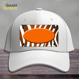 Orange White Zebra Oval Oil Rubbed Novelty License Plate Hat Cotton / White