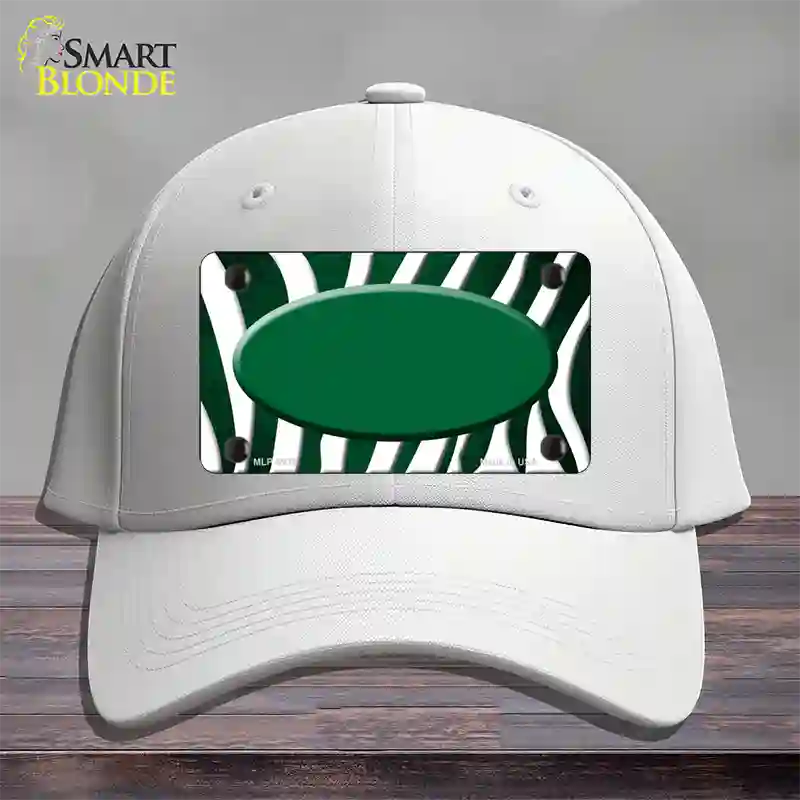 Green White Zebra Oval Oil Rubbed Novelty License Plate Hat Cotton / White