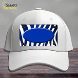 Blue White Zebra Oval Oil Rubbed Novelty License Plate Hat Cotton / White