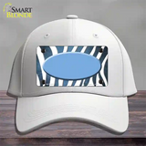 Light Blue White Zebra Oval Oil Rubbed Novelty License Plate Hat Cotton / White