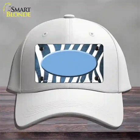 Light Blue White Zebra Oval Oil Rubbed Novelty License Plate Hat Cotton / White