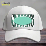 Mint White Zebra Oval Oil Rubbed Novelty License Plate Hat Cotton / White