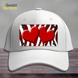 Red White Zebra Hearts Oil Rubbed Novelty License Plate Hat Cotton / White