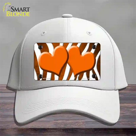 Orange White Zebra Hearts Oil Rubbed Novelty License Plate Hat Cotton / White