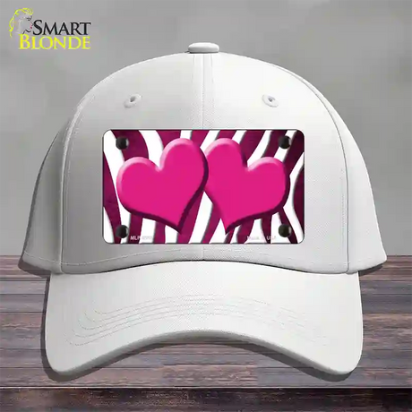 Pink White Zebra Hearts Oil Rubbed Novelty License Plate Hat Cotton / White