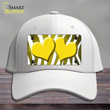 Yellow White Zebra Hearts Oil Rubbed Novelty License Plate Hat Cotton / White