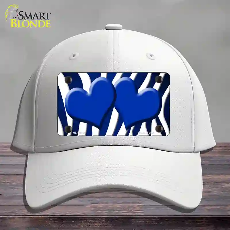 Blue White Zebra Hearts Oil Rubbed Novelty License Plate Hat Cotton / White