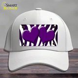 Purple White Zebra Hearts Oil Rubbed Novelty License Plate Hat Cotton / White