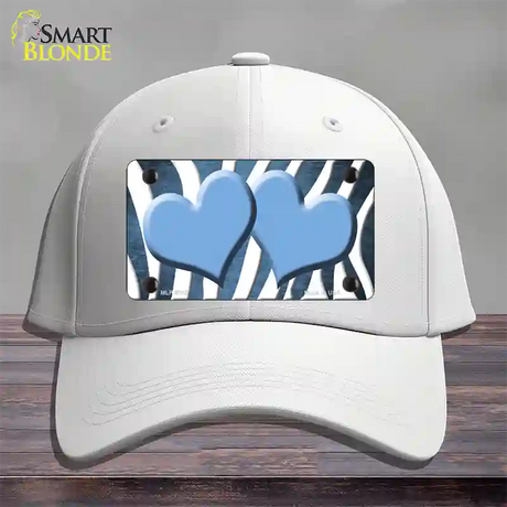 Light Blue White Zebra Hearts Oil Rubbed Novelty License Plate Hat Cotton / White