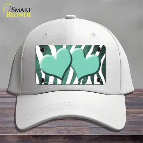 Mint White Zebra Hearts Oil Rubbed Novelty License Plate Hat Cotton / White