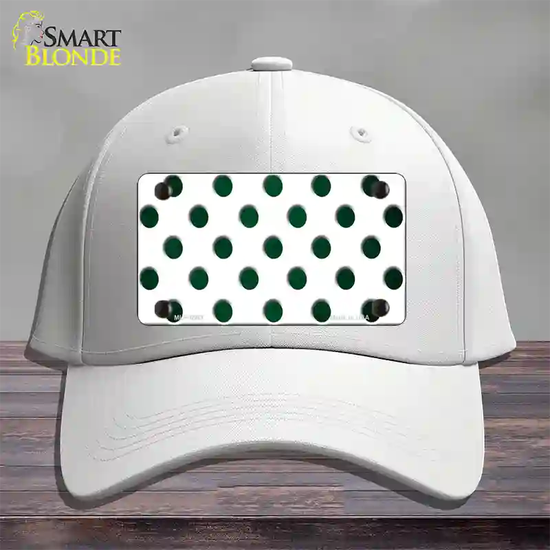 Green White Dots Oil Rubbed Novelty License Plate Hat Cotton / White