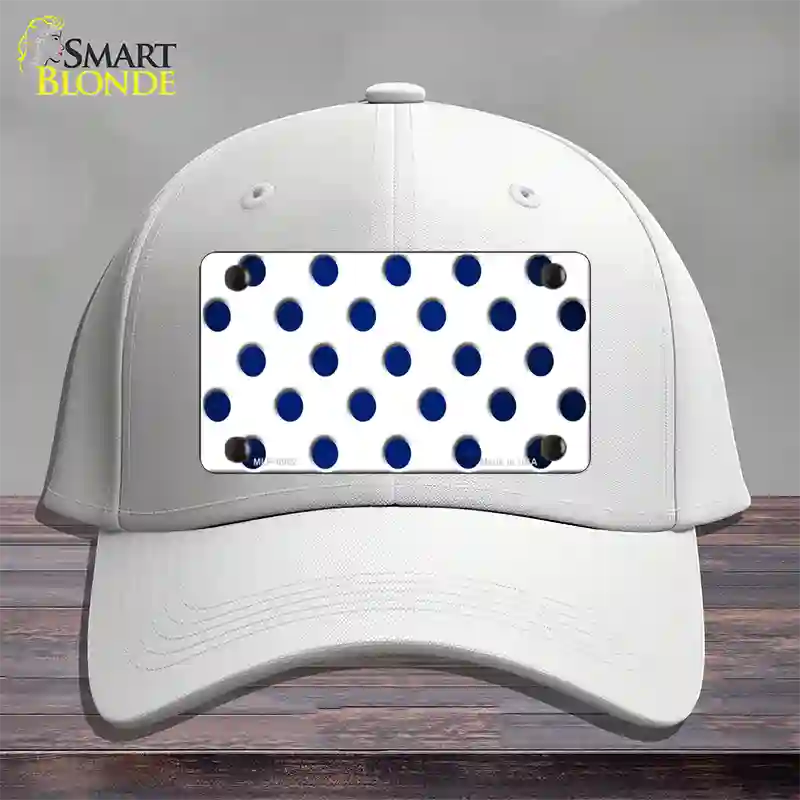 Blue White Dots Oil Rubbed Novelty License Plate Hat Cotton / White