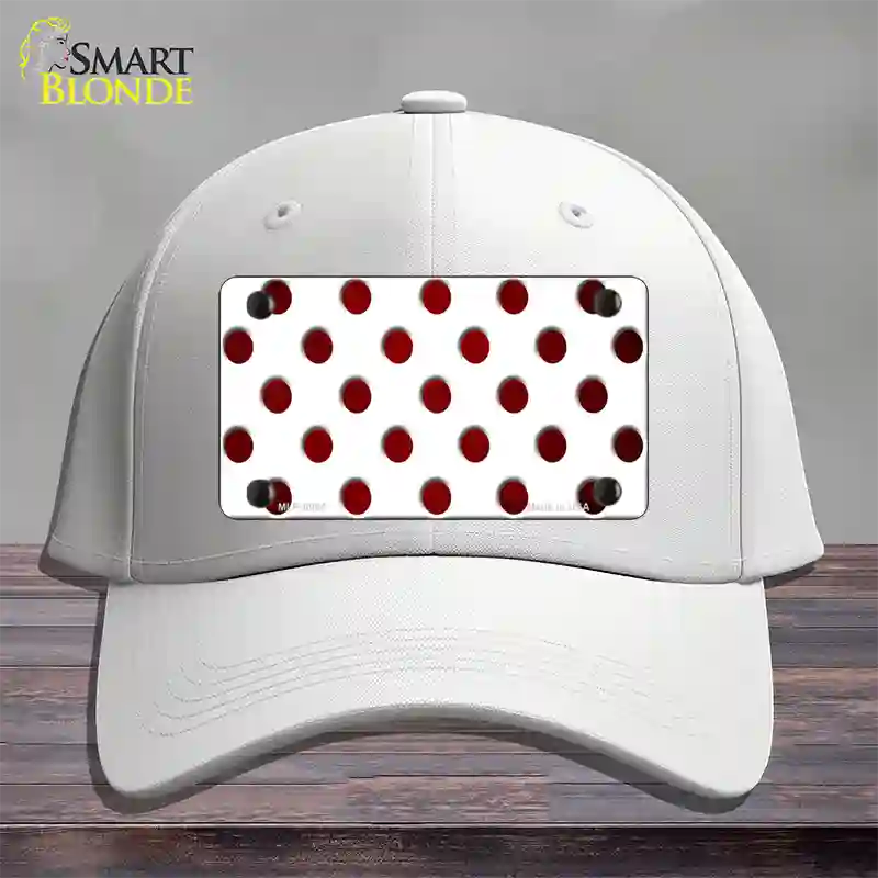 Red White Dots Oil Rubbed Novelty License Plate Hat Cotton / White