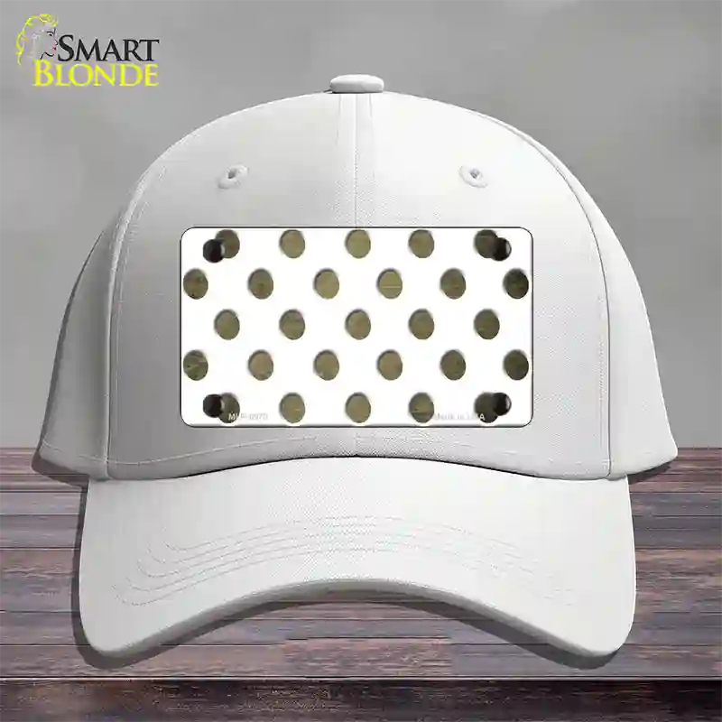 Gold White Dots Oil Rubbed Novelty License Plate Hat Cotton / White