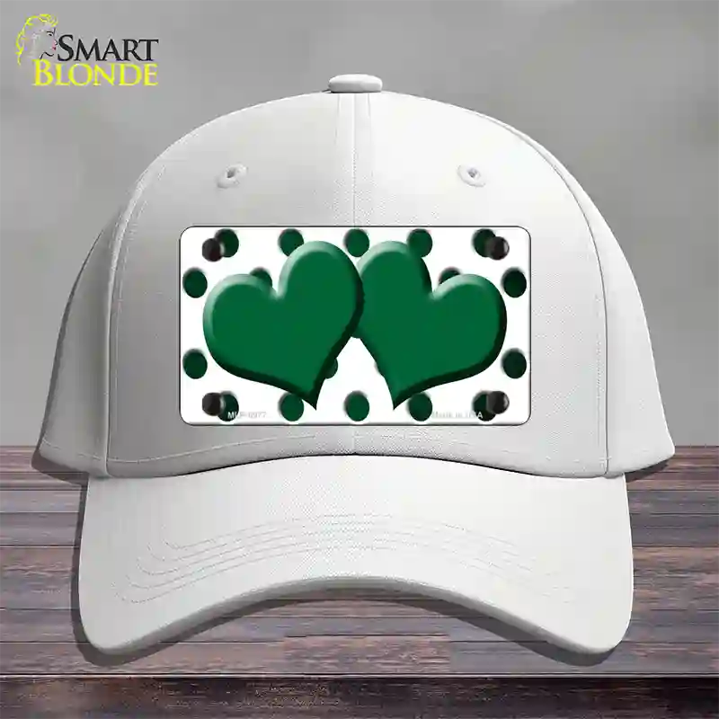 Green White Dots Hearts Oil Rubbed Novelty License Plate Hat Cotton / White