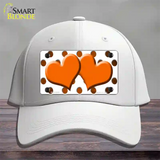 Orange White Dots Hearts Oil Rubbed Novelty License Plate Hat Cotton / White