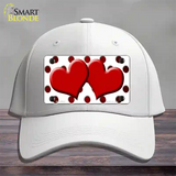 Red White Dots Hearts Oil Rubbed Novelty License Plate Hat Cotton / White