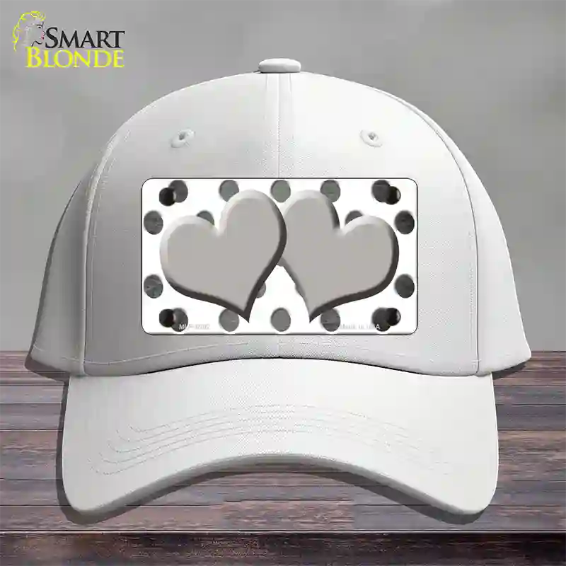 Gray White Dots Hearts Oil Rubbed Novelty License Plate Hat Cotton / White