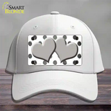 Gray White Dots Hearts Oil Rubbed Novelty License Plate Hat Cotton / White