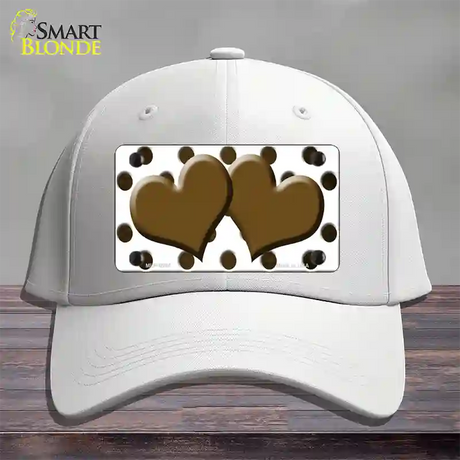 Brown White Dots Hearts Oil Rubbed Novelty License Plate Hat Cotton / White