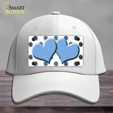 Light Blue White Dots Hearts Oil Rubbed Novelty License Plate Hat Cotton / White