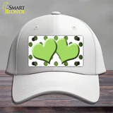 Lime Green White Dots Hearts Oil Rubbed Novelty License Plate Hat Cotton / White