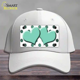 Mint White Dots Hearts Oil Rubbed Novelty License Plate Hat Cotton / White