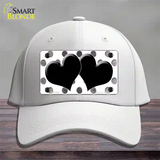 Black White Dots Hearts Oil Rubbed Novelty License Plate Hat Cotton / White