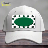 Green White Dots Oval Oil Rubbed Novelty License Plate Hat Cotton / White