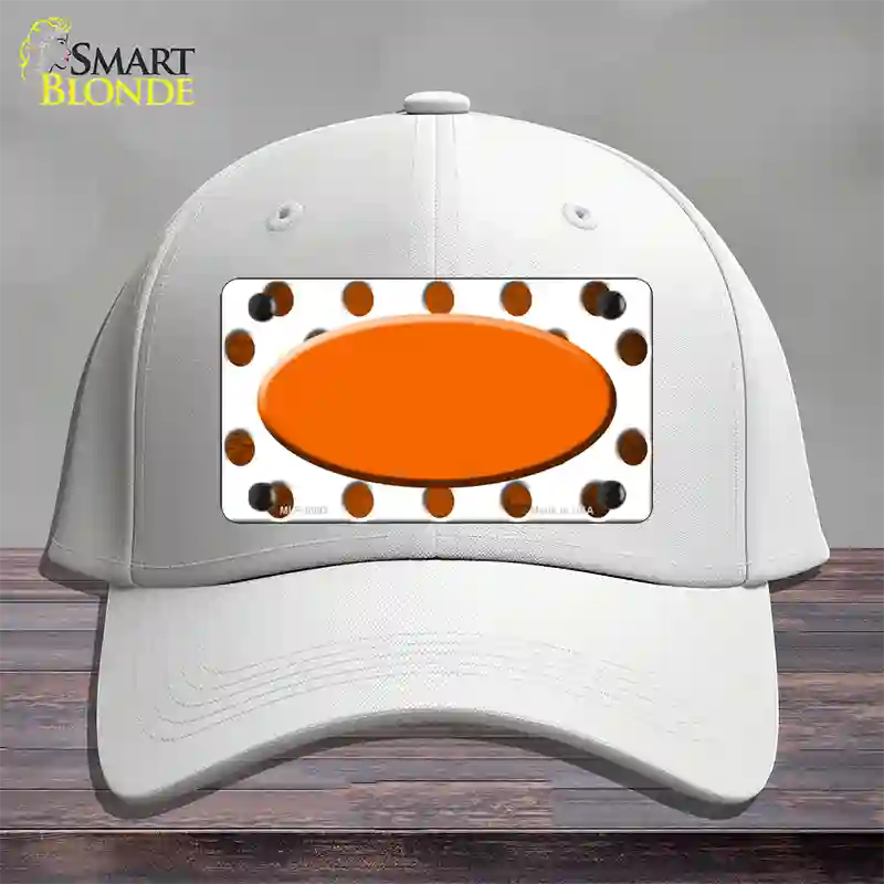 Orange White Dots Oval Oil Rubbed Novelty License Plate Hat Cotton / White