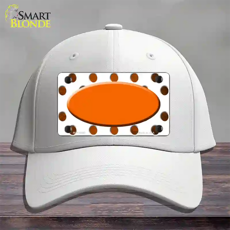 Orange White Dots Oval Oil Rubbed Novelty License Plate Hat Cotton / White