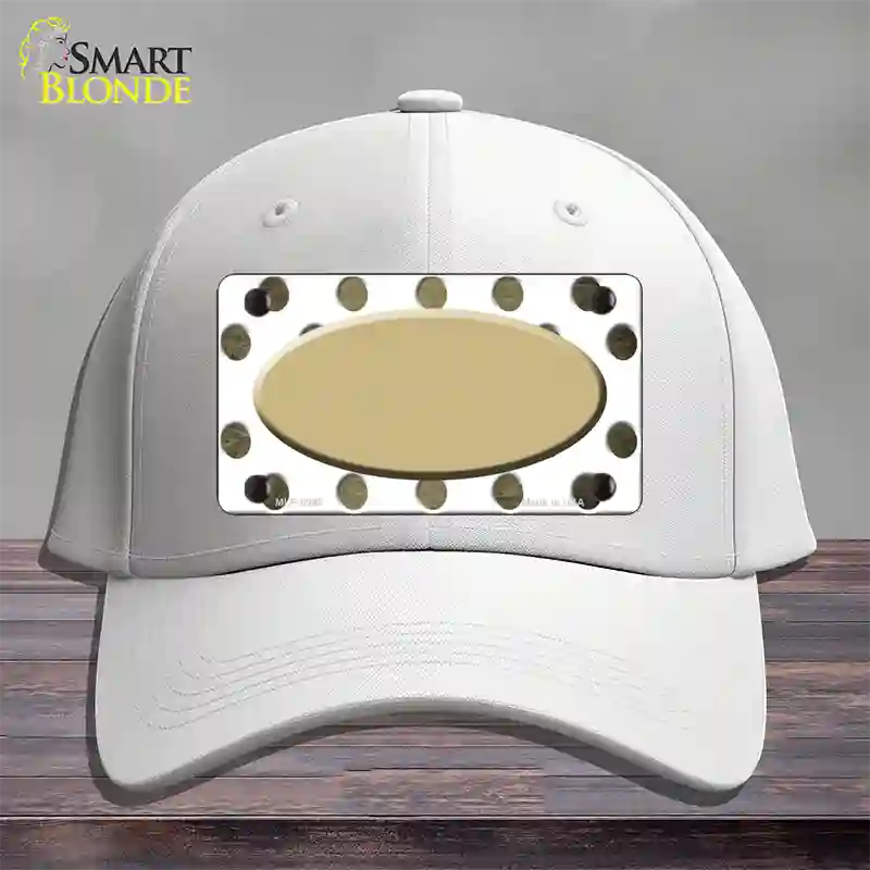 Gold White Dots Oval Oil Rubbed Novelty License Plate Hat Cotton / White