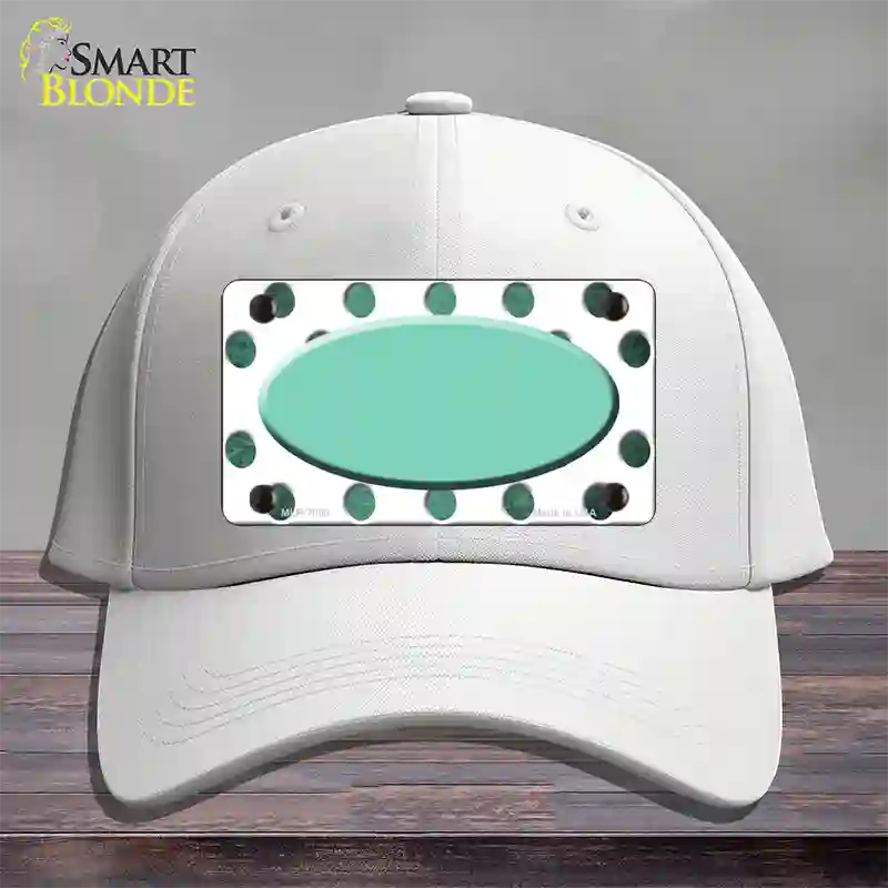 Mint White Dots Oval Oil Rubbed Novelty License Plate Hat Cotton / White