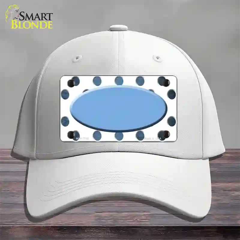 Light Blue White Dots Oval Oil Rubbed Novelty License Plate Hat Cotton / White