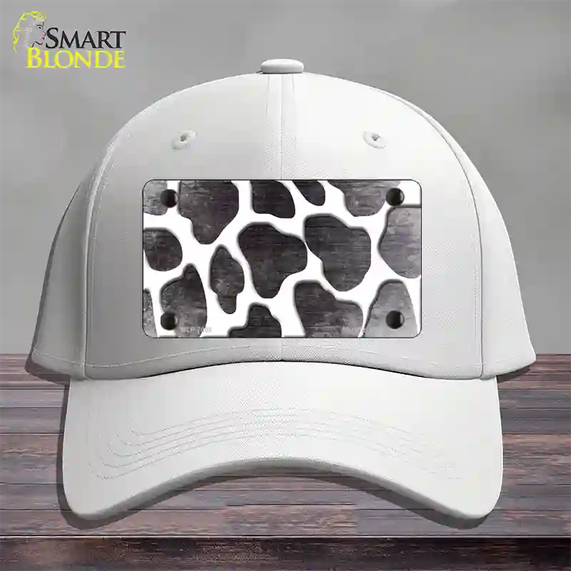 Black White Giraffe Oil Rubbed Novelty License Plate Hat Cotton / White