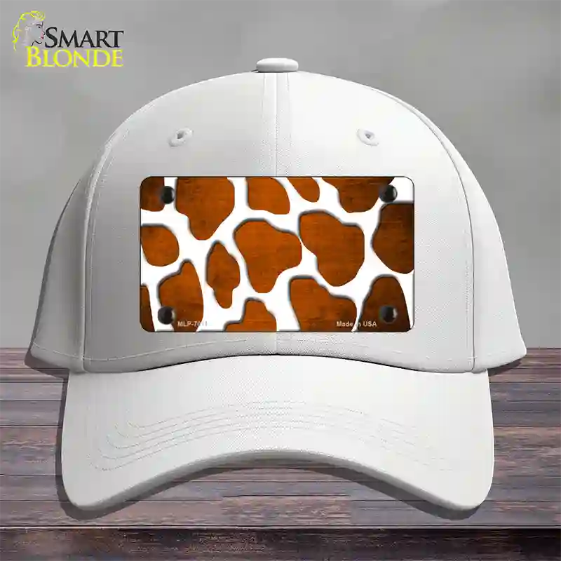 Orange White Giraffe Oil Rubbed Novelty License Plate Hat Cotton / White