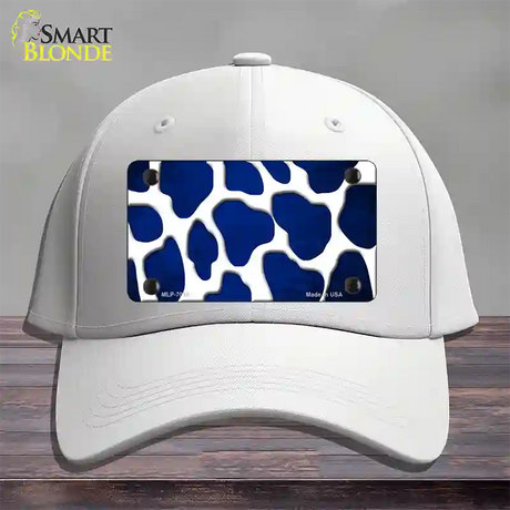 Blue White Giraffe Oil Rubbed Novelty License Plate Hat Cotton / White