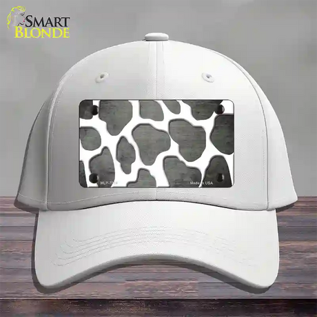 Gray White Giraffe Oil Rubbed Novelty License Plate Hat Cotton / White