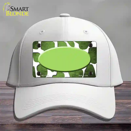 Lime Green White Oval Giraffe Oil Rubbed Novelty License Plate Hat Cotton / White