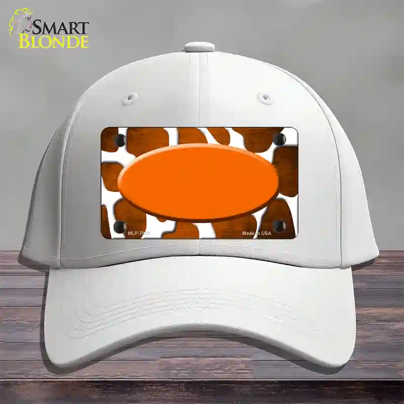 Orange White Oval Giraffe Oil Rubbed Novelty License Plate Hat Cotton / White