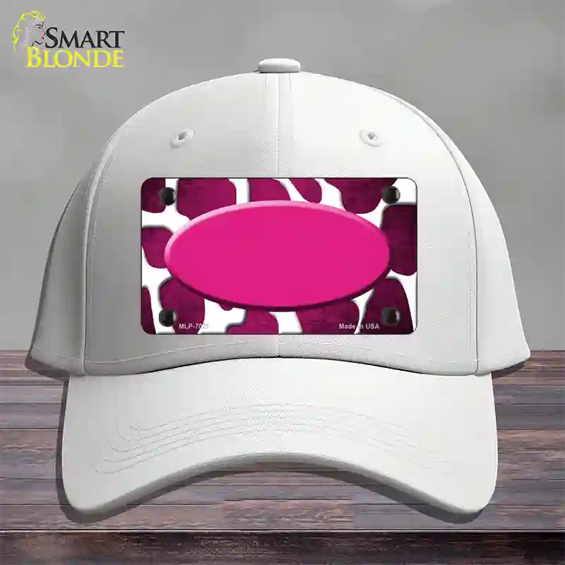 Pink White Oval Giraffe Oil Rubbed Novelty License Plate Hat Cotton / White