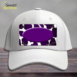 Purple White Oval Giraffe Oil Rubbed Novelty License Plate Hat Cotton / White