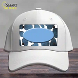 Light Blue White Oval Giraffe Oil Rubbed Novelty License Plate Hat Cotton / White