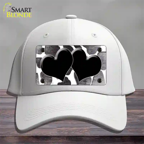 Black White Hearts Giraffe Oil Rubbed Novelty License Plate Hat Cotton / White