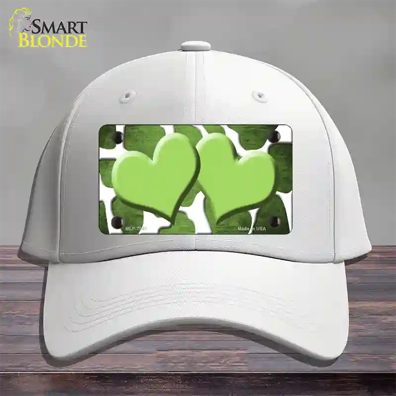 Lime Green White Hearts Giraffe Oil Rubbed Novelty License Plate Hat Cotton / White