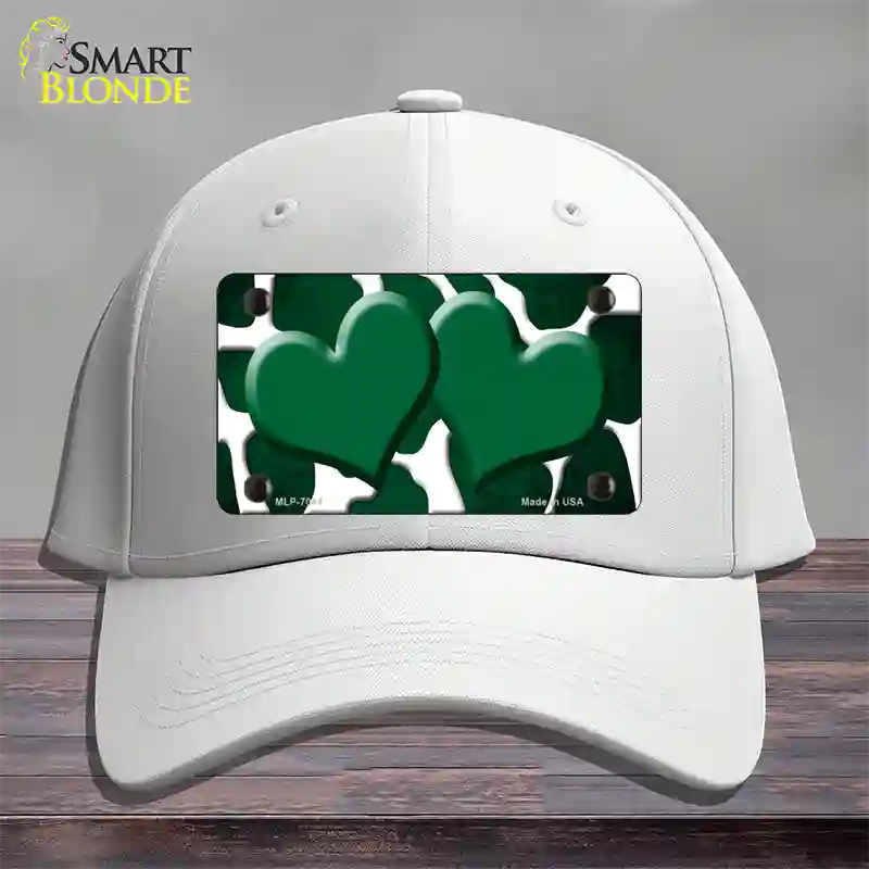 Green White Hearts Giraffe Oil Rubbed Novelty License Plate Hat Cotton / White